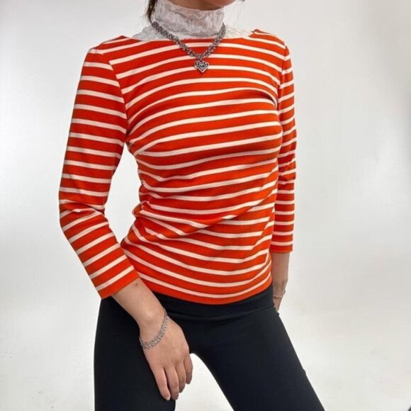 Michael Kors Orange striped shirt with back zip - Picture 7 of 9